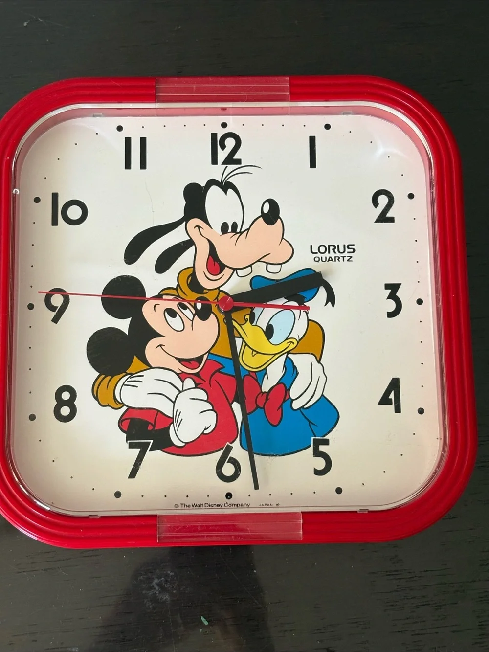 Lorus Red Disney Character Wall Clock - Mickey, Goofy & Donald